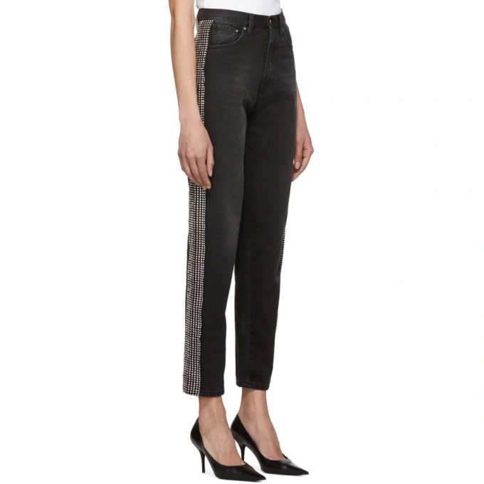 Sale Christopher Kane Black High Rise Crystal Embellished Jeans